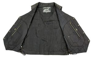 Event Leather XS5390 Men’s 10 Pocket Black Classic Side Lace Leather Vest - Image 3