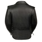 Ladies XS603 Classic Black Motorcycle Leather Jacket - Image 2
