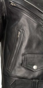 Ladies XS603 Classic Black Motorcycle Leather Jacket - Image 8