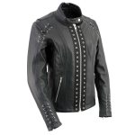 Milwaukee Leather LKL27007 Women’s Premium Black Motorcycle Riders Leather Jacket w/ Zip-Out Liner