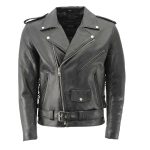 Men’s XS703 Black Embossed ‘Live to Ride, Ride to Live’ Classic Motorcycle Jacket - Image 3