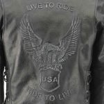 Men’s XS703 Black Embossed ‘Live to Ride, Ride to Live’ Classic Motorcycle Jacket - Image 4