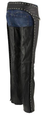Milwaukee Leather LKL6705 Women’s Classic Black Leather Motorcycle Biker Rider Chaps w/ Rivet Detail - Image 7