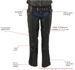 Milwaukee Leather LKL6705 Women’s Classic Black Leather Motorcycle Biker Rider Chaps w/ Rivet Detail - Image 2