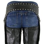 Milwaukee Leather LKL6705 Women’s Classic Black Leather Motorcycle Biker Rider Chaps w/ Rivet Detail - Image 5