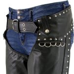 Milwaukee Leather LKL6705 Women’s Classic Black Leather Motorcycle Biker Rider Chaps w/ Rivet Detail - Image 9