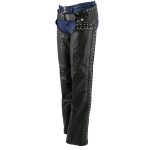 Milwaukee Leather LKL6705 Women’s Classic Black Leather Motorcycle Biker Rider Chaps w/ Rivet Detail - Image 4