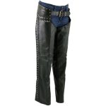Milwaukee Leather LKL6705 Women’s Classic Black Leather Motorcycle Biker Rider Chaps w/ Rivet Detail