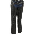 Milwaukee Leather LKL6706 Women’s Classic Black Leather Motorcycle Biker Rider Chaps w/ Bling Detail