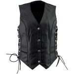 Ladies XS761 Classic Braided Leather Vest with Side Laces - Image 8