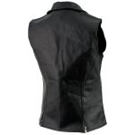 Ladies XS773 Black Zippered M/C Lapel Leather Vest - Image 8