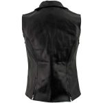 Ladies XS773 Black Zippered M/C Lapel Leather Vest - Image 2