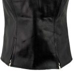 Ladies XS773 Black Zippered M/C Lapel Leather Vest - Image 9
