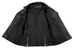 Ladies XS773 Black Zippered M/C Lapel Leather Vest - Image 3