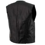 Ladies XS776 Black Braided Motorcycle Vest with Zipper Closure - Image 7