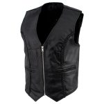 Ladies XS776 Black Braided Motorcycle Vest with Zipper Closure - Image 8