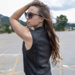 Ladies XS776 Black Braided Motorcycle Vest with Zipper Closure - Image 2