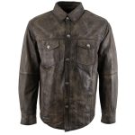 Milwaukee Leather MLM1613 Men’s Distressed Brown Casual Biker Rider Leather Shirt w/ Vintage 5 Cent Buffalo Buttons - Image 10