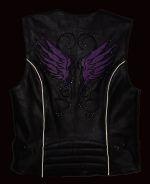 Milwaukee Leather XS1293 Ladies ‘Winged’ Black and Pink Studded Leather Vest - Image 3