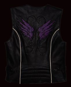 Milwaukee Leather XS1293 Ladies ‘Winged’ Black and Pink Studded Leather Vest - Image 3