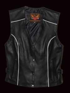 Milwaukee Leather XS1293 Ladies ‘Winged’ Solid Black Studded Leather Vest - Image 3