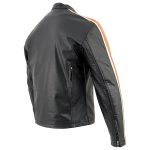 Hot Leathers XSM1007 Men’s Black Motorcycle Jacket with Orange and Cream Stripes - Image 6