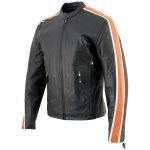 Hot Leathers XSM1007 Men’s Black Motorcycle Jacket with Orange and Cream Stripes - Image 5