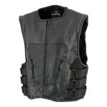 Leather King XSM1467 Men’s Classic Black Leather Vest with Back Armor - Image 6