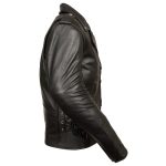 Z1R1011 Men’s Black ‘9MM’ Classic Side Lace’ Motorcycle Jacket - Image 6