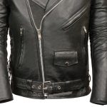 Z1R1011 Men’s Black ‘9MM’ Classic Side Lace’ Motorcycle Jacket - Image 5