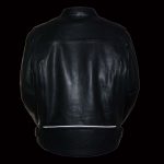 Z1R1540 Men’s ‘357’ Classic Collarless Black Leather Jacket - Image 4