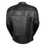 Z1R2083 Men’s ‘444’ Classic Reflective Black Leather Jacket - Image 3