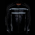 Z1R2083 Men’s ‘444’ Classic Reflective Black Leather Jacket - Image 2