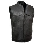 Z1R3710 Men’s ’30-06′ Black Motorcycle Leather Vest